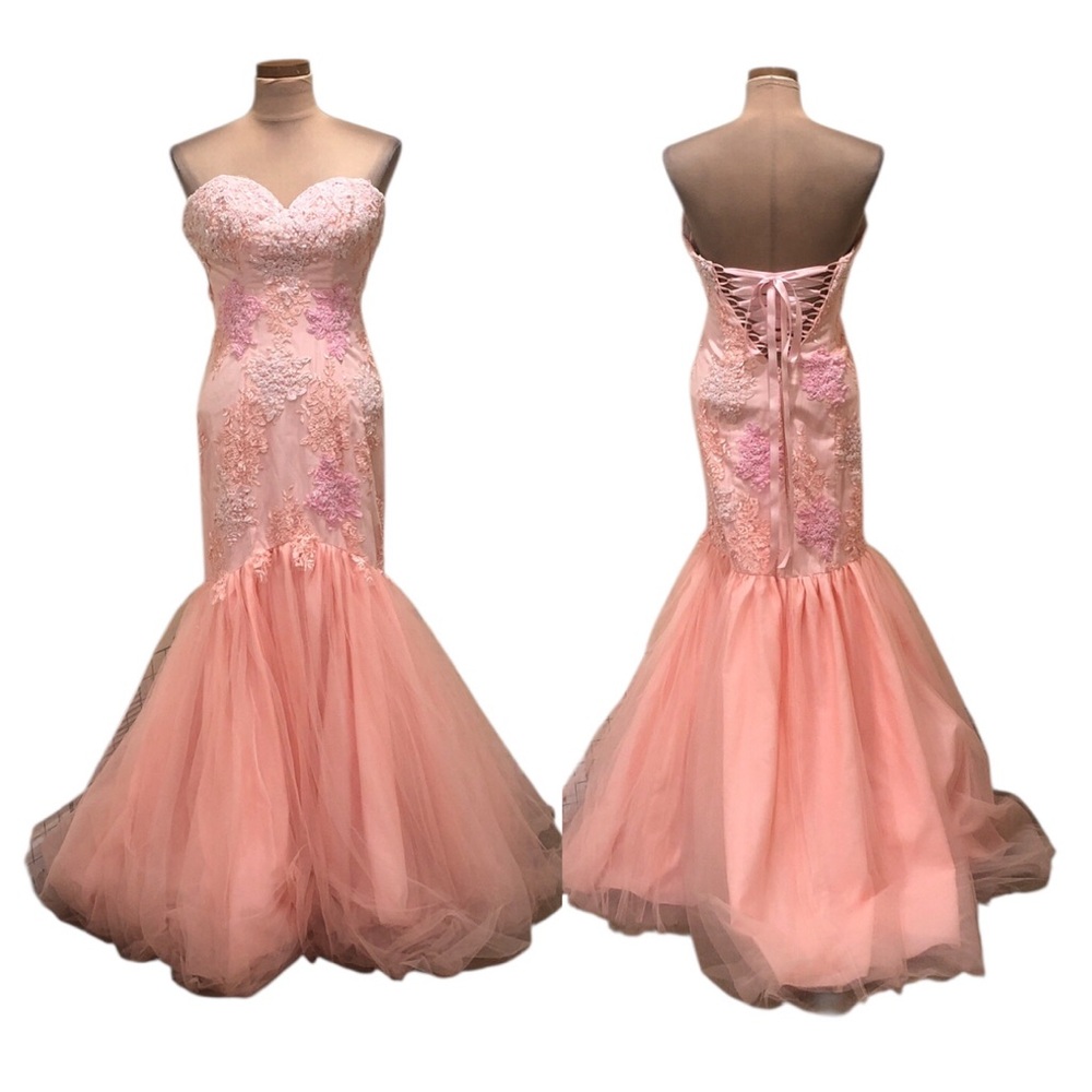 NWD Nari Anna Formal Maxi Dress Size Small Pastel Pink Floral Embroidery